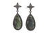 Pave Diamond Labradorite Pear Drop Dangle Earrings, (DER-060)